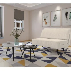 Mallory - Slaapbank 140 cm in crèmekleurige stof