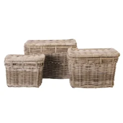 Mand met deksel Meike - antiek grijs - 47x34x35 cm