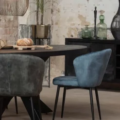 Mangohoutonline - Eettafel Tulsa Black 240x110cm Ovaal - Zwart - Mahom