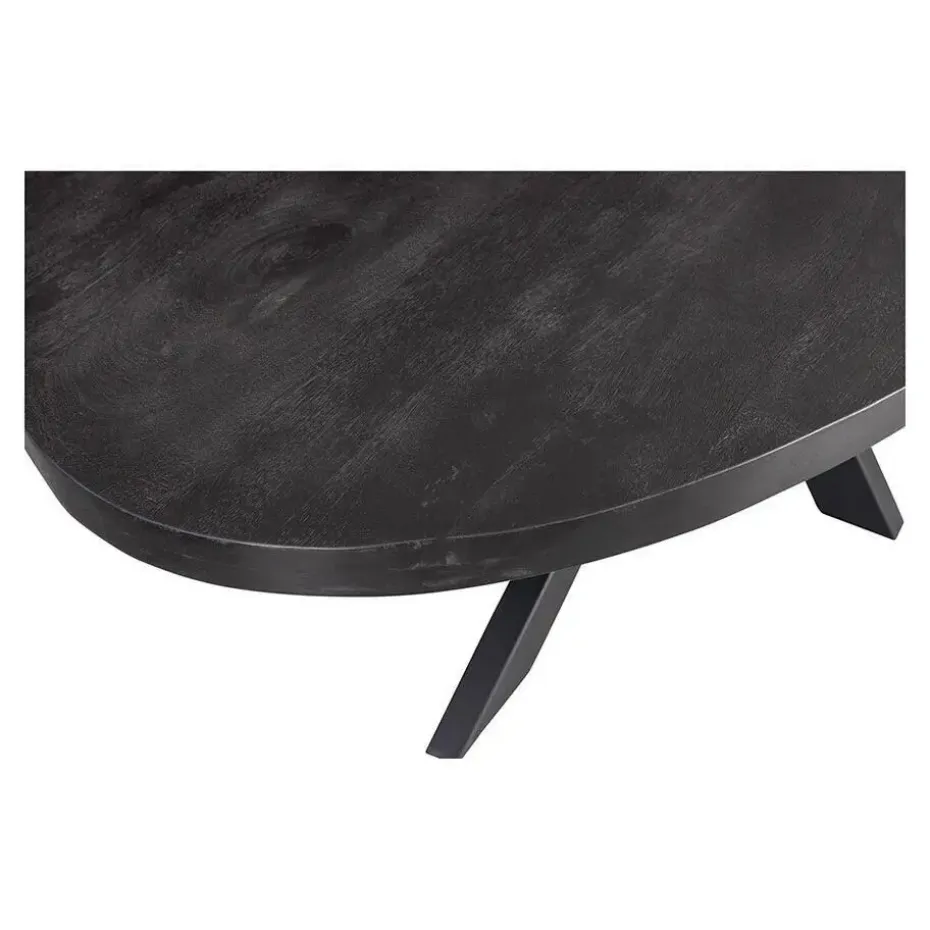 Mangohoutonline - Eettafel Tulsa Black 180x100cm Ovaal - Zwart - Mahom