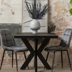 Mangohoutonline - Eettafel Memphis Black 240x100cm Rechthoekig - Zwart - Mahom