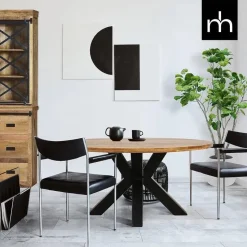 Mangohoutonline - Eettafel Madison 150cm Rond - Bruin - Mahom