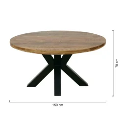 Mangohoutonline - Eettafel Madison 150cm Rond - Bruin - Mahom