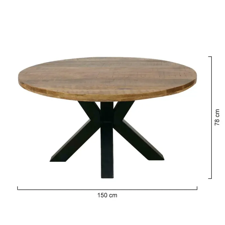 Mangohoutonline - Eettafel Madison 150cm Rond - Bruin - Mahom
