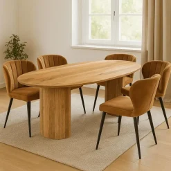 Mangohoutonline - Eettafel Chiara 210x100cm Rechthoekig - Bruin - Mahom