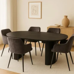Mangohoutonline - Eettafel Chiara Black 180x100cm Rechthoekig - Zwart - Mahom