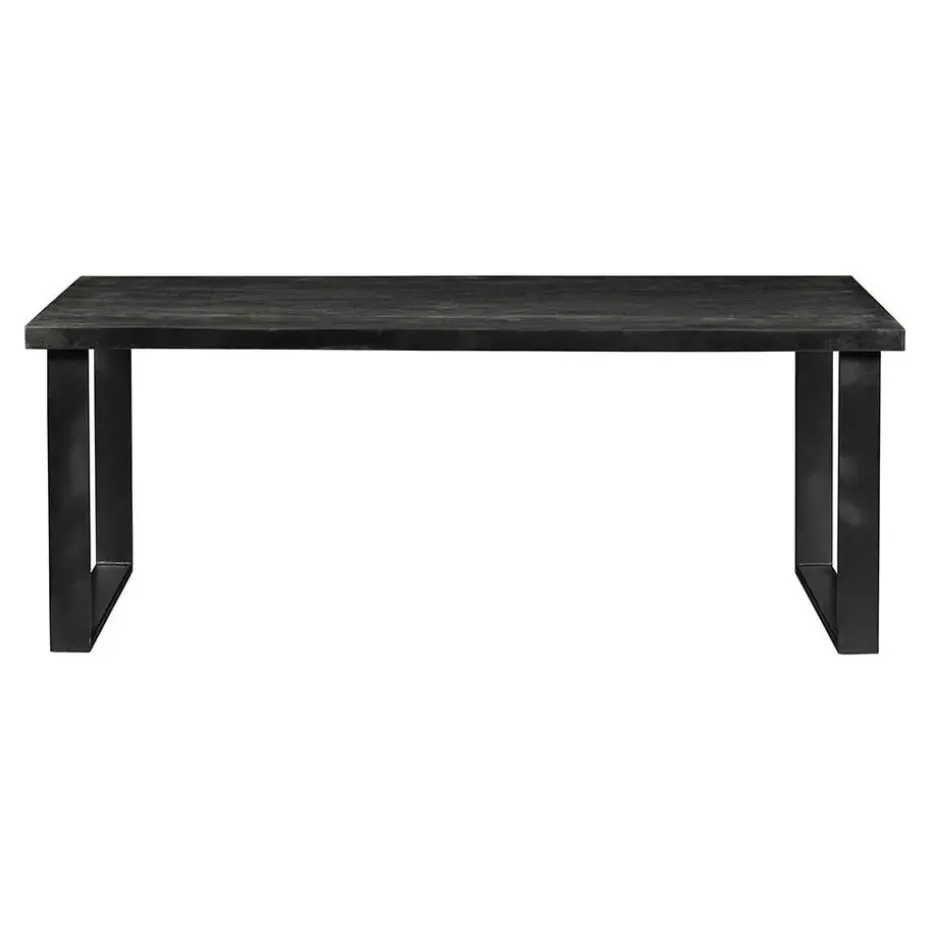 Mangohoutonline - Eettafel Britt Black 140x90cm Rechthoekig - Zwart - Mahom