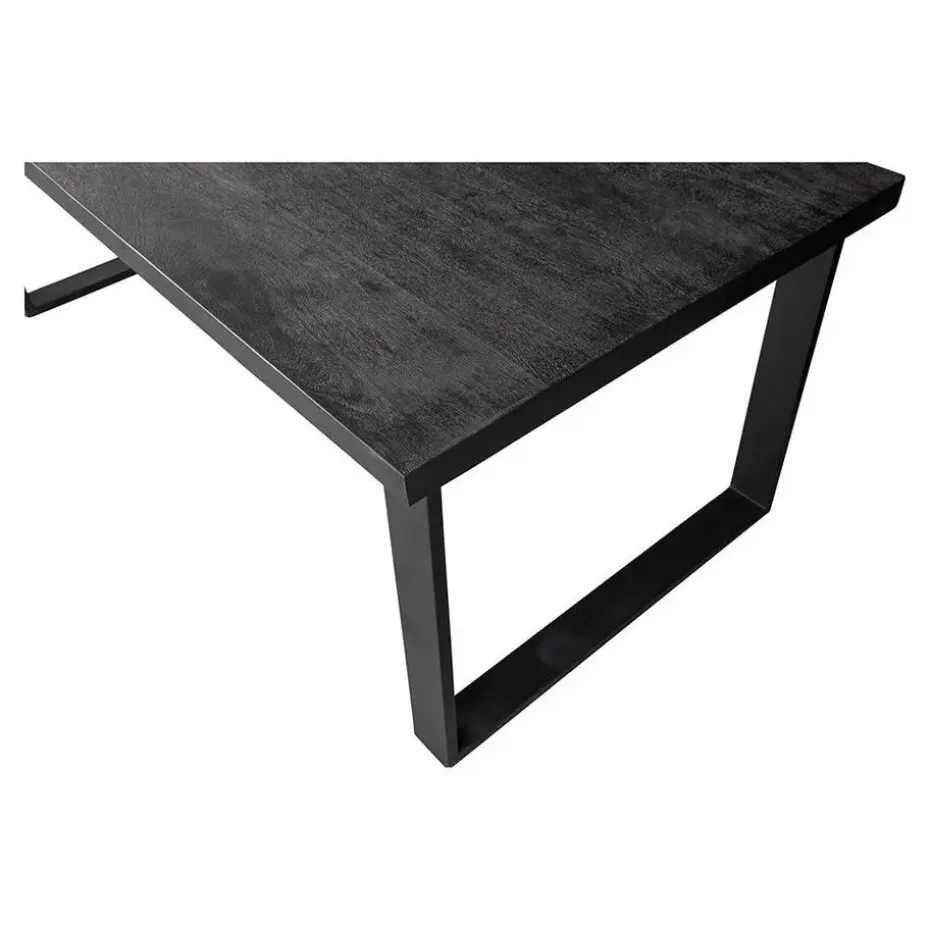 Mangohoutonline - Eettafel Britt Black 140x90cm Rechthoekig - Zwart - Mahom
