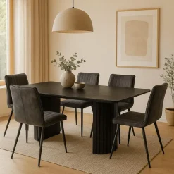 Mangohoutonline - Eettafel Lucia Black 210x100cm Rechthoekig - Zwart - Mahom