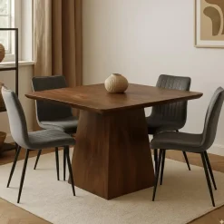 Mangohoutonline - Eettafel Nova Vierkant 90x90cm Donkerbruin Vierkant