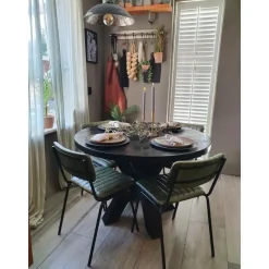 Mangohoutonline - Eettafel Madison Black Ø 150 Rond - Zwart - Mahom