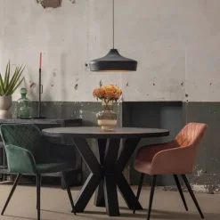 Mangohoutonline - Eettafel Madison Black Ø 160 Rond - Zwart - Mahom