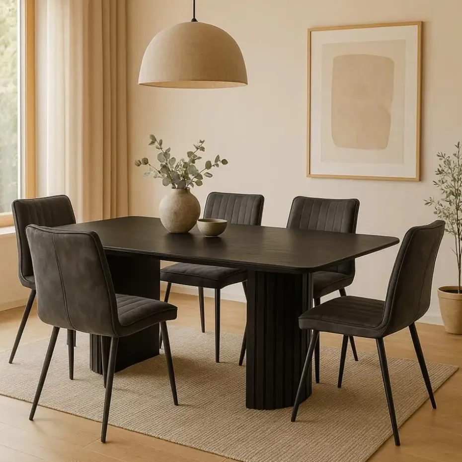 Mangohoutonline - Eettafel Lucia Black 260x120cm Rechthoekig - Zwart - Mahom