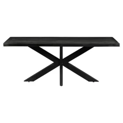 Mangohoutonline - Eettafel Memphis Black 220x100cm Rechthoekig - Zwart - Mahom