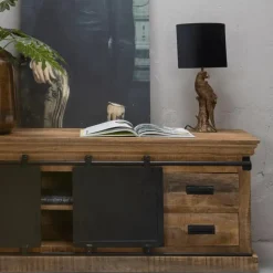 Mangohoutonline - TV Meubel Portland 140cm Rechthoekig - Bruin - Mahom