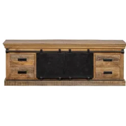 Mangohoutonline - TV Meubel Portland 140cm Rechthoekig - Bruin - Mahom