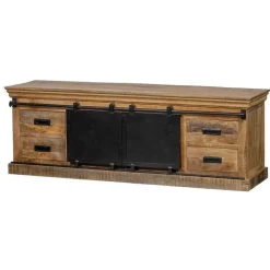 Mangohoutonline - TV Meubel Portland 140cm Rechthoekig - Bruin - Mahom