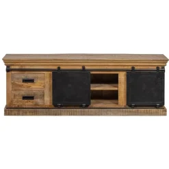 Mangohoutonline - TV Meubel Portland 140cm Rechthoekig - Bruin - Mahom