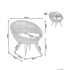 MARATEA - Tuinstoel set van 2 - Lichtbeige - Rotan
