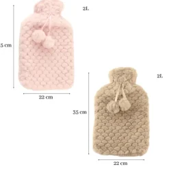 MARBEAUX Warmwaterkruik Set van 2 Stuks Kruik met Zachte Hoes Beige en Roze M...
