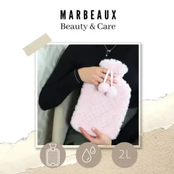 MARBEAUX Warmwaterkruik Set van 2 Stuks Kruik met Zachte Hoes Beige en Roze M...