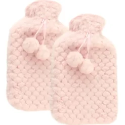 MARBEAUX Warmwaterkruik Set van 2 Stuks Kruik met Zachte Hoes Roze Pittenzak...