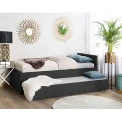 MARMANDE - Onderschuifbed - Grijs - 80 x 200 cm - Polyester