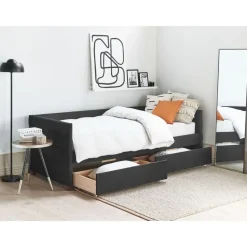 MARRAY - Slaapbank - Zwart - 90 x 200 cm - Fluweel