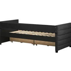 MARRAY - Slaapbank - Zwart - 90 x 200 cm - Fluweel