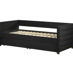 MARRAY - Slaapbank - Zwart - 90 x 200 cm - Fluweel