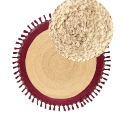 MARTS - Vloerkleed - Donkerrood - 140 cm - Jute