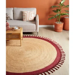 MARTS - Vloerkleed - Donkerrood - 200 cm - Jute