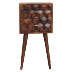 Massief Houten Eiken-achtige Kastanje Kubus Nachtkastje