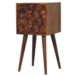Massief Houten Eiken-achtige Kastanje Kubus Nachtkastje
