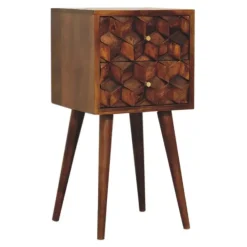 Massief Houten Eiken-achtige Kastanje Kubus Nachtkastje