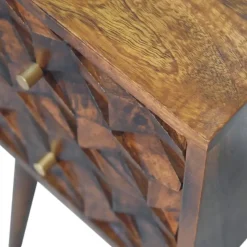 Massief Houten Eiken-achtige Kastanje Kubus Nachtkastje