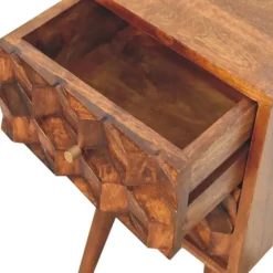 Massief Houten Eiken-achtige Kastanje Kubus Nachtkastje