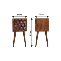 Massief Houten Eiken-achtige Kastanje Kubus Nachtkastje