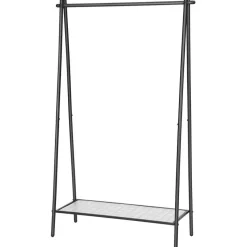 Matzwart kledingrek met stalen structuur en ophangrail