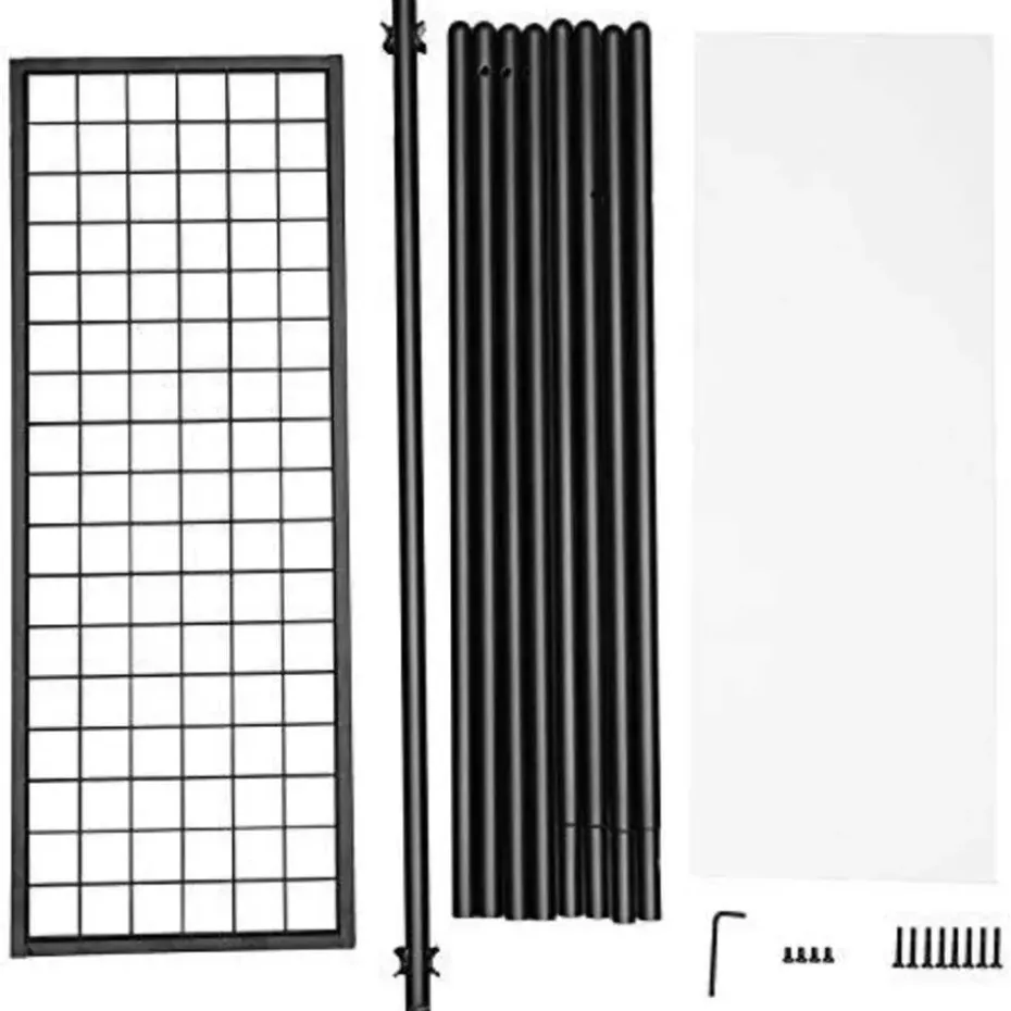 Matzwart kledingrek met stalen structuur en ophangrail