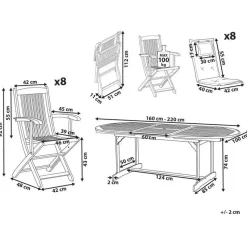 MAUI II - Tuinset voor 8 - Lichthout/Grafietgrijs - Acaciahout