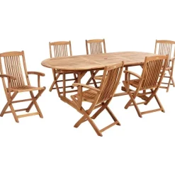 MAUI II - Tuinset voor 6 - Lichte houtkleur - Acaciahout