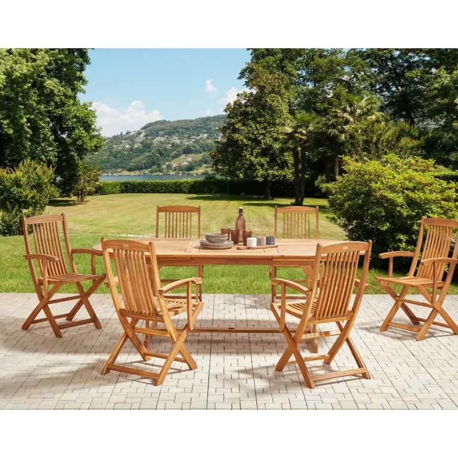 MAUI II - Tuinset voor 6 - Lichte houtkleur - Acaciahout