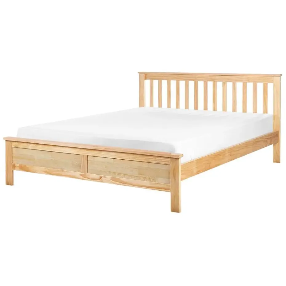 MAYENNE - Tweepersoonsbed - Lichtbruin - 140 x 200 cm - Dennenhout