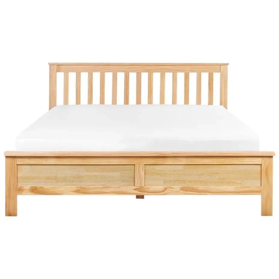 MAYENNE - Tweepersoonsbed - Lichtbruin - 140 x 200 cm - Dennenhout