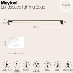 Maytoni Outdoor - Landschapsverlichting Edge - Zwart