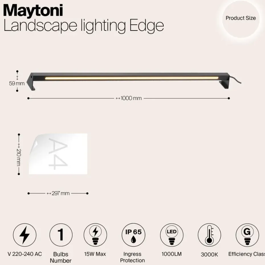 Maytoni Outdoor - Landschapsverlichting Edge - Zwart