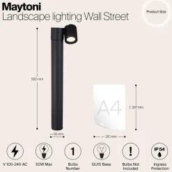 Maytoni Outdoor - Landschapsverlichting Wall Street - Zwart