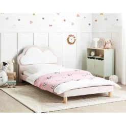 MAZOU - Eenpersoonsbed - Roze - 90 x 200 cm - Fluweel