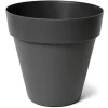 Mega Collections Plantenpot/bloempot - kunststof - zwart - D26 cm